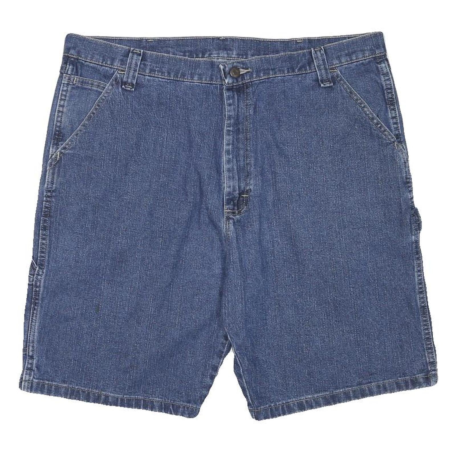 WRANGLER Mens Denim Blue Carpenter Shorts XL W38 Cotton Blend Workwear Pockets