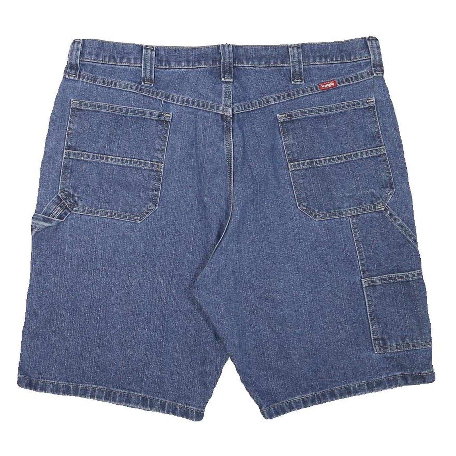 WRANGLER Mens Denim Blue Carpenter Shorts XL W38 Cotton Blend Workwear Pockets