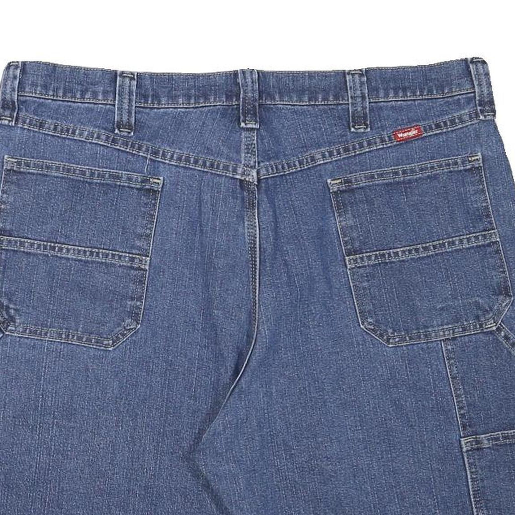 WRANGLER Mens Denim Blue Carpenter Shorts XL W38 Cotton Blend Workwear Pockets