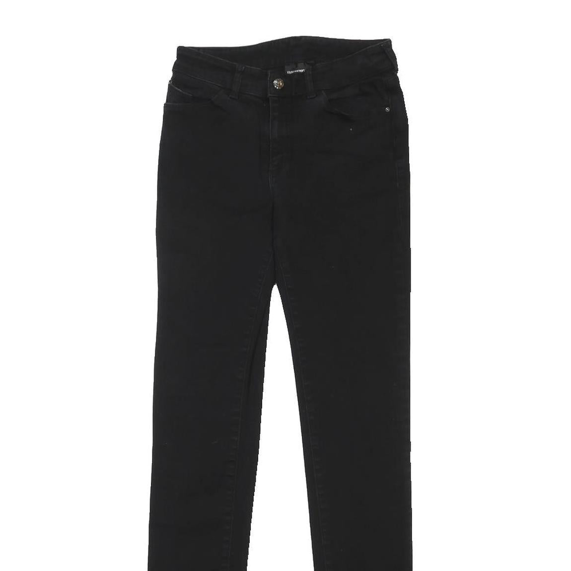 EMPORIO ARMANI Womens Black Slim Skinny Denim Light W27 L32 Stylish Zip Jeans