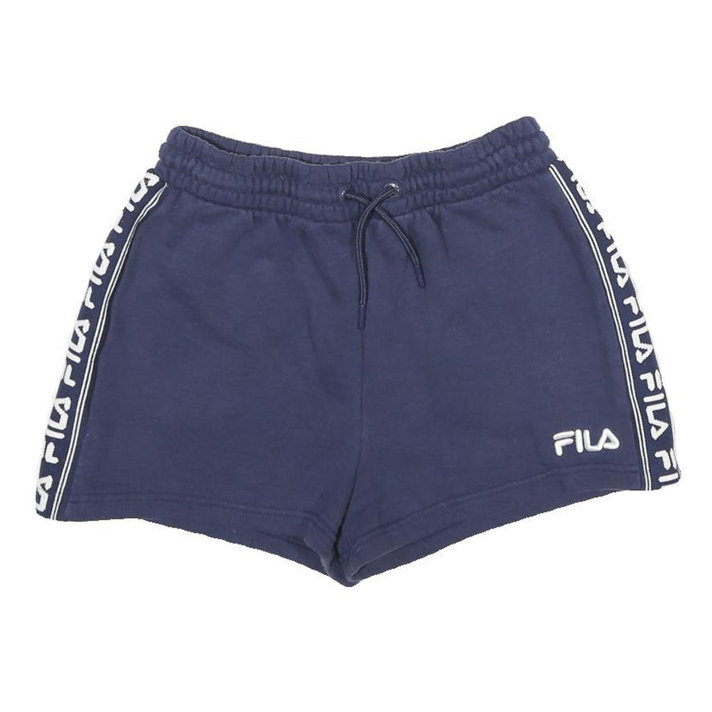 FILA Womens Shorts Navy Blue Casual S W26 Logo Tape Sportswear