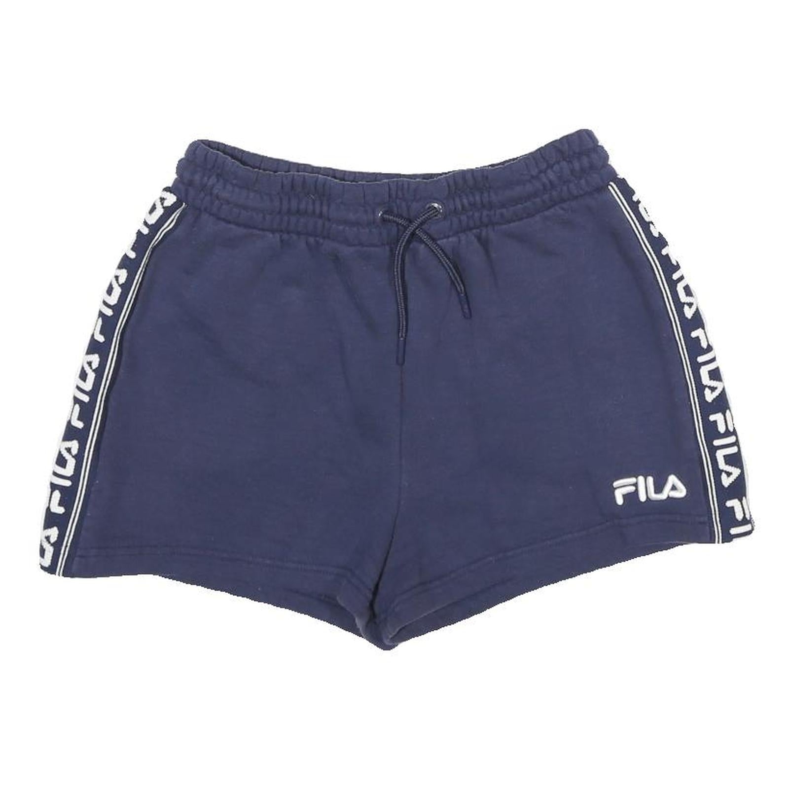 FILA Womens Shorts Navy Blue Casual S W26 Logo Tape Sportswear