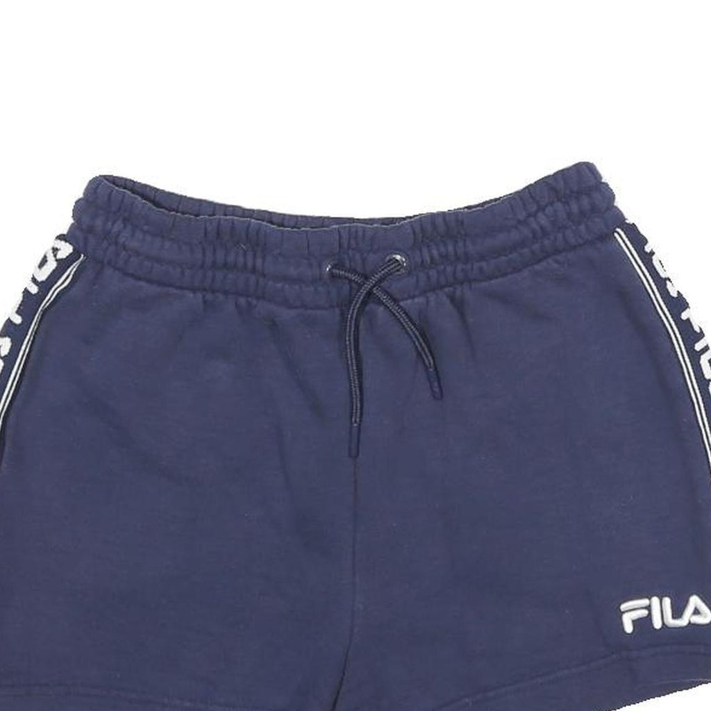 FILA Womens Shorts Navy Blue Casual S W26 Logo Tape Sportswear