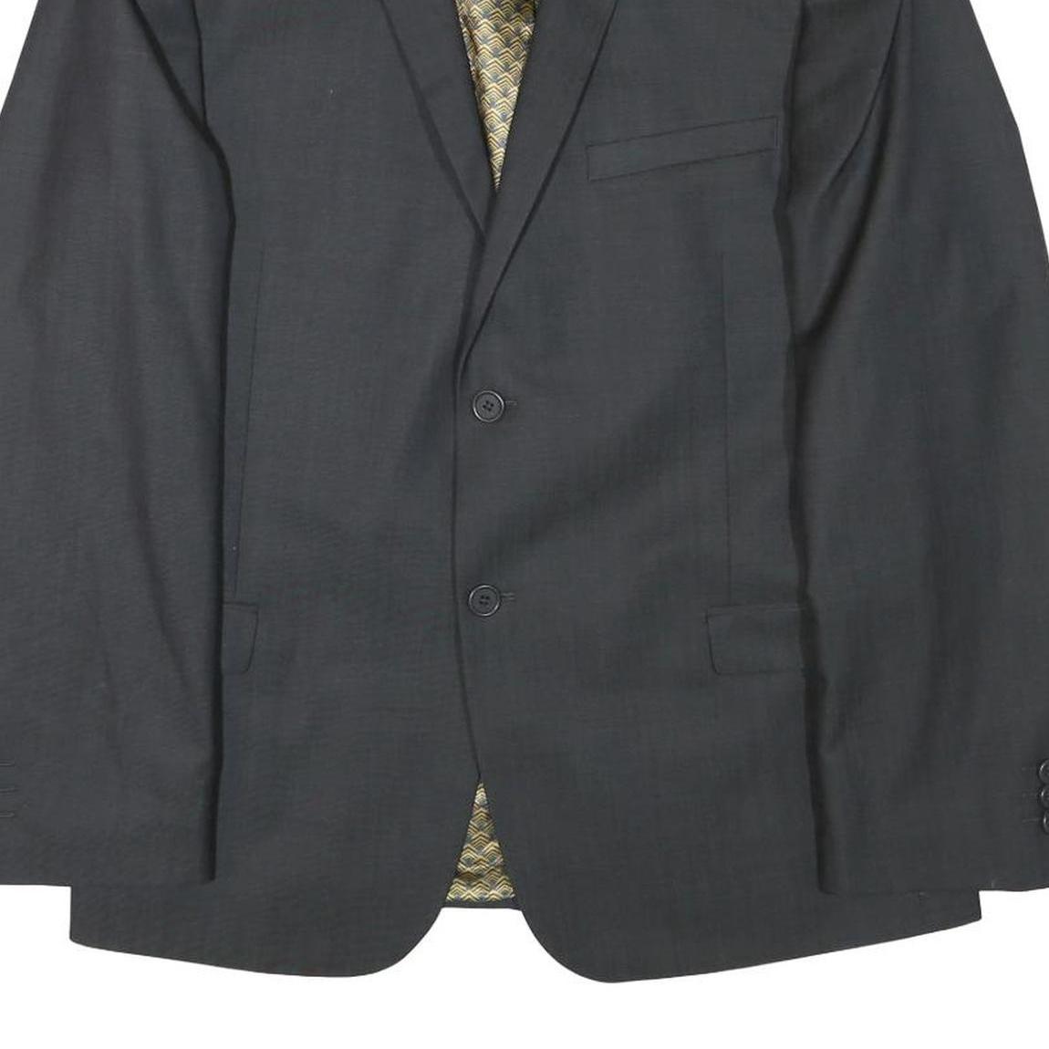 TED BAKER Mens Black Wool Blend Tailored Jacket S Woven Button Closure Slim Fit