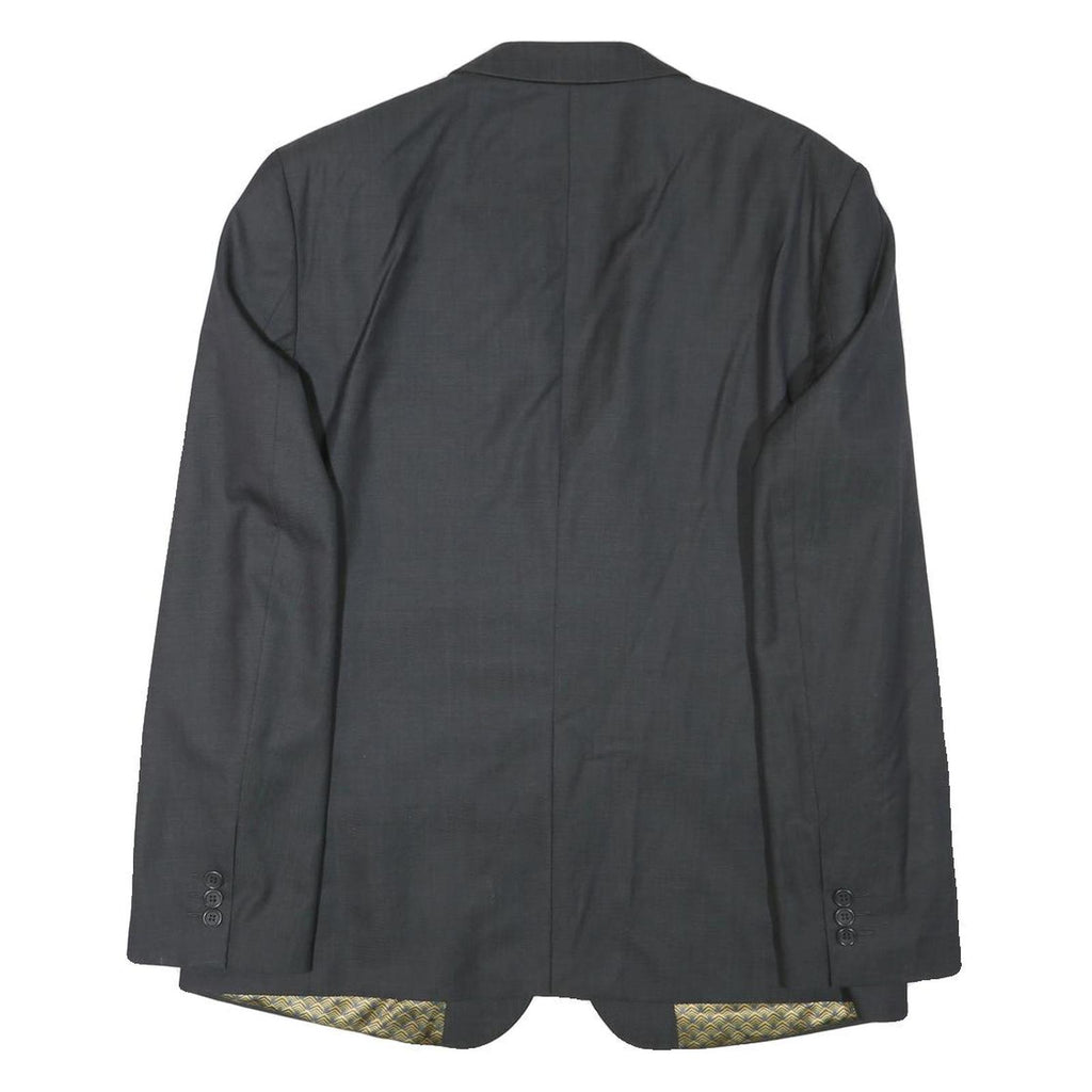 TED BAKER Mens Black Wool Blend Tailored Jacket S Woven Button Closure Slim Fit