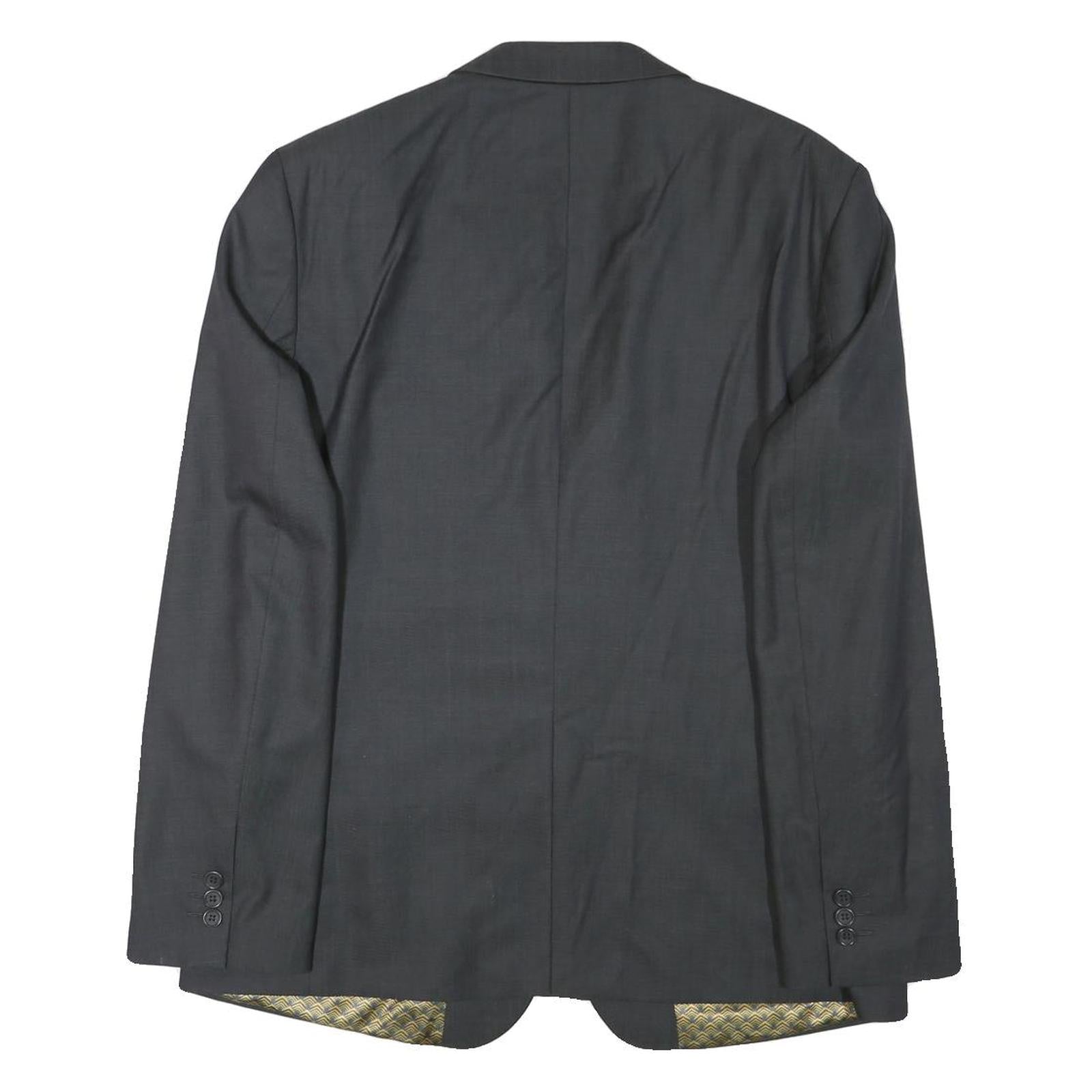 TED BAKER Mens Black Wool Blend Tailored Jacket S Woven Button Closure Slim Fit