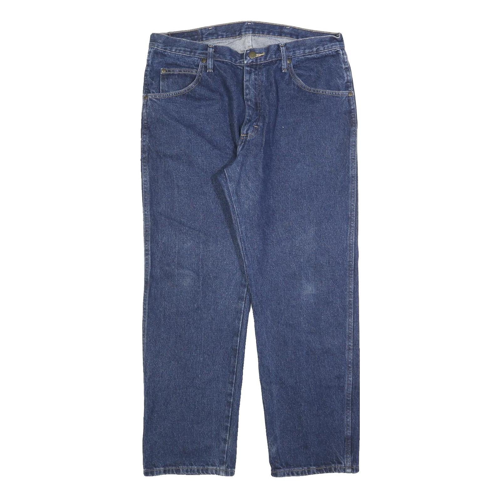 WRANGLER Mens Relaxed Blue Denim Medium W36 L29 Casual Cotton Zip Jeans