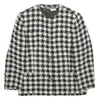 Womens Black & White Check Wool Blend Button Jacket UK 12 Classic Tailored Style