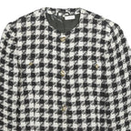 Womens Black & White Check Wool Blend Button Jacket UK 12 Classic Tailored Style