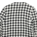 Womens Black & White Check Wool Blend Button Jacket UK 12 Classic Tailored Style