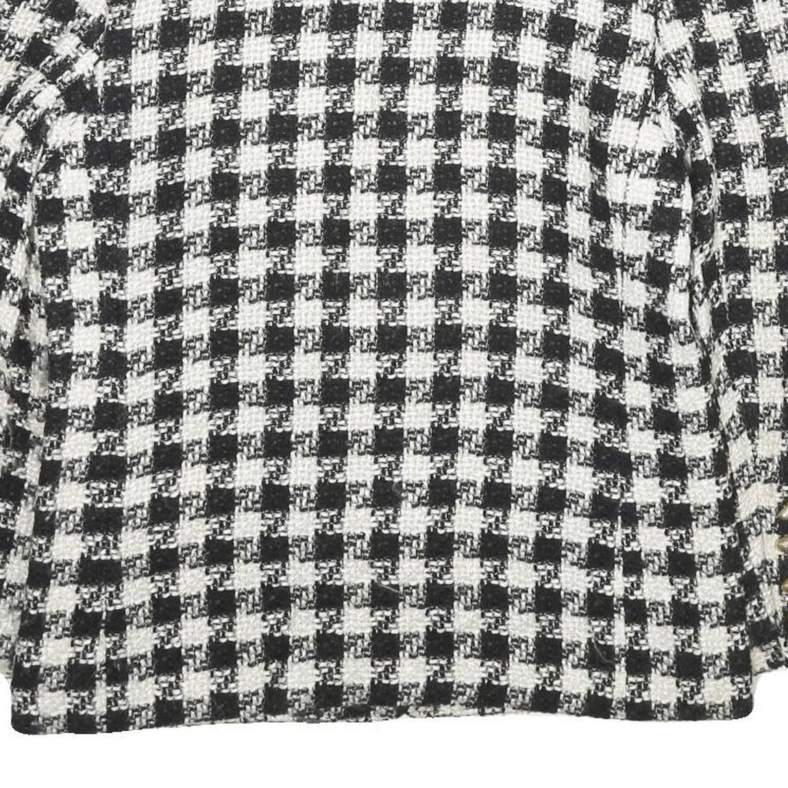 Womens Black & White Check Wool Blend Button Jacket UK 12 Classic Tailored Style