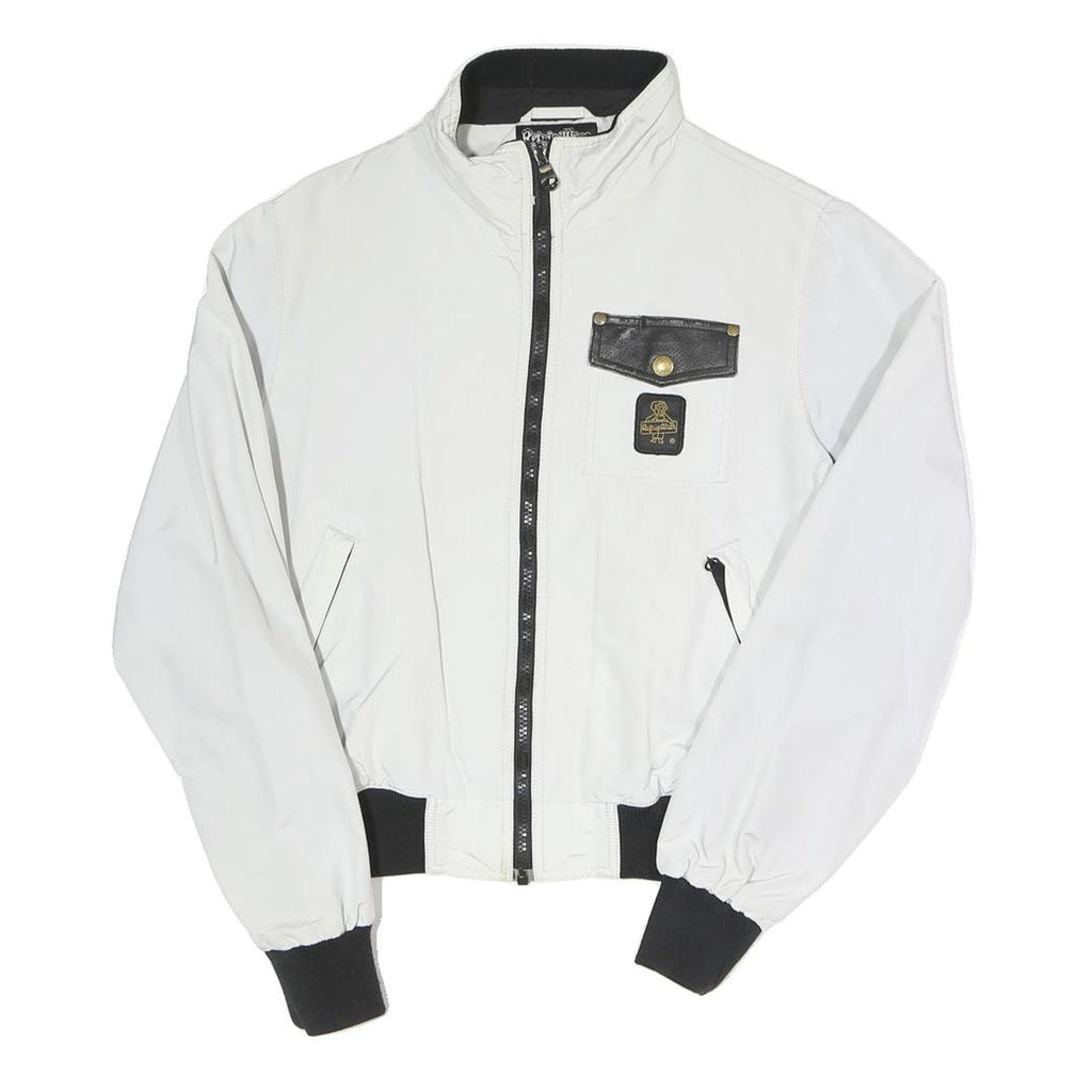 REFRIGIWEAR Womens White & Black Bomber Jacket Zip Closure S Polyester Blend