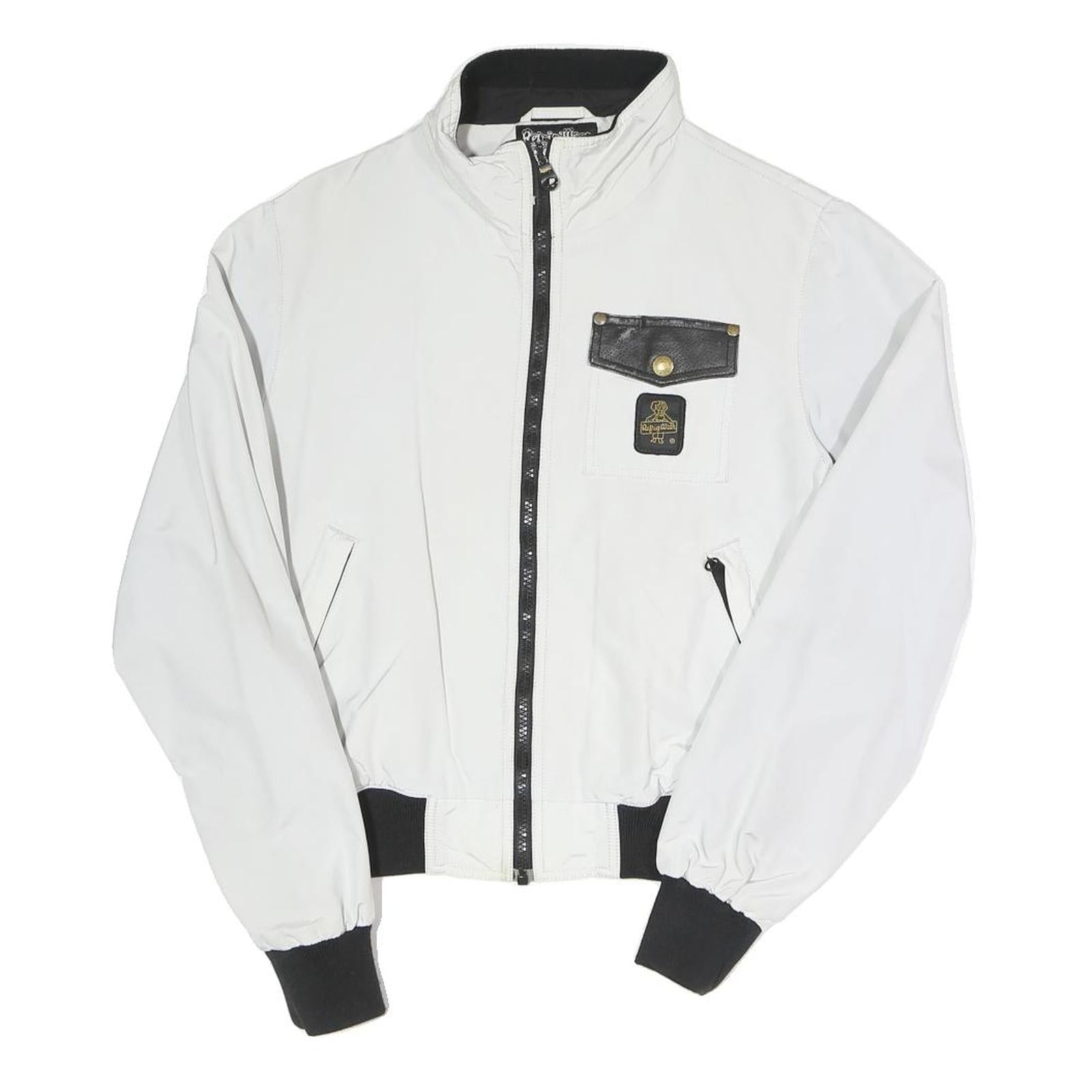 REFRIGIWEAR Womens White & Black Bomber Jacket Zip Closure S Polyester Blend