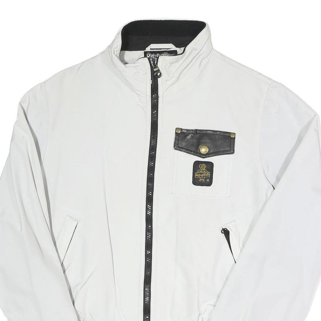 REFRIGIWEAR Womens White & Black Bomber Jacket Zip Closure S Polyester Blend