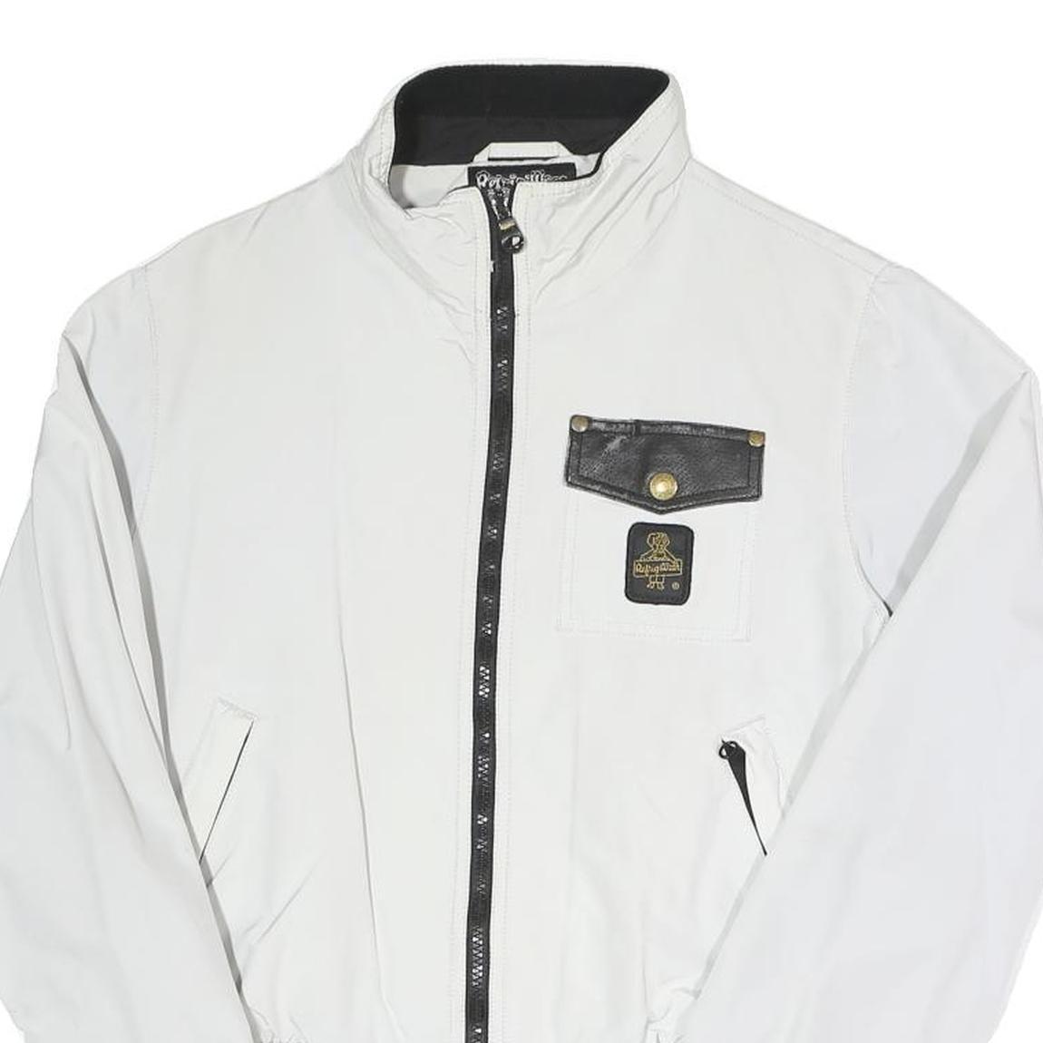 REFRIGIWEAR Womens White & Black Bomber Jacket Zip Closure S Polyester Blend