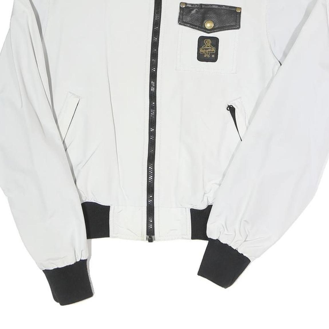 REFRIGIWEAR Womens White & Black Bomber Jacket Zip Closure S Polyester Blend