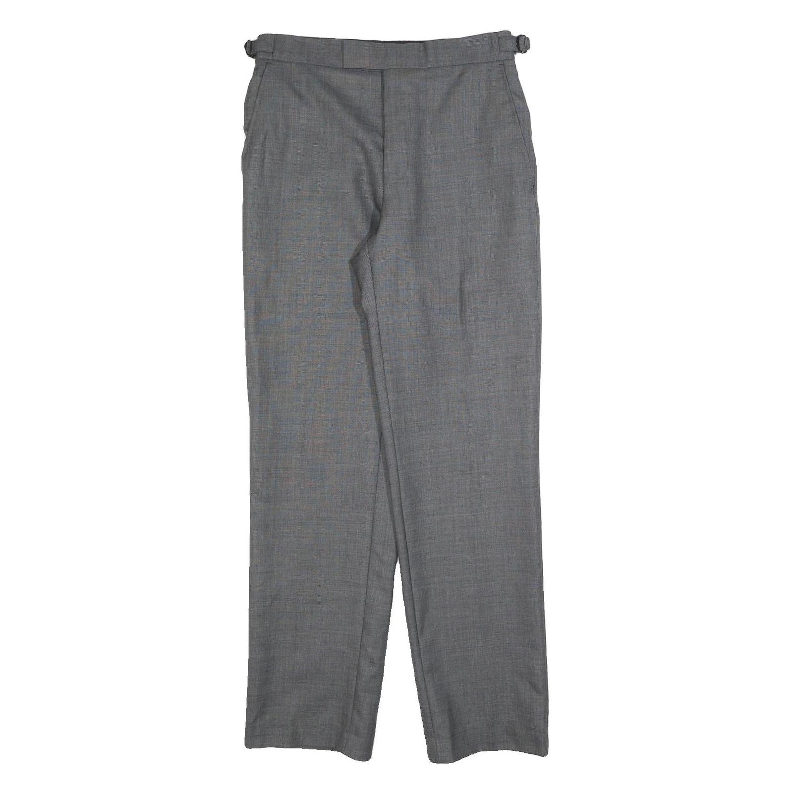 ROCHAS Mens Grey Regular Fit Straight Leg Trousers W30 L32 Formal Classic