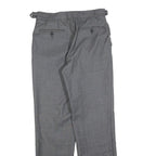 ROCHAS Mens Grey Regular Fit Straight Leg Trousers W30 L32 Formal Classic