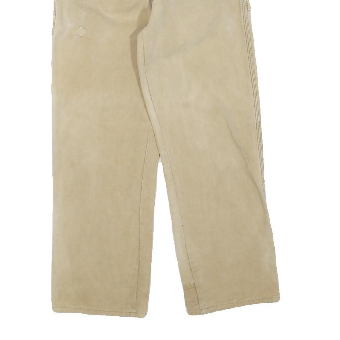 DICKIES Mens Beige Regular Straight Cotton Blend Trousers W28 L27 Workwear Zip