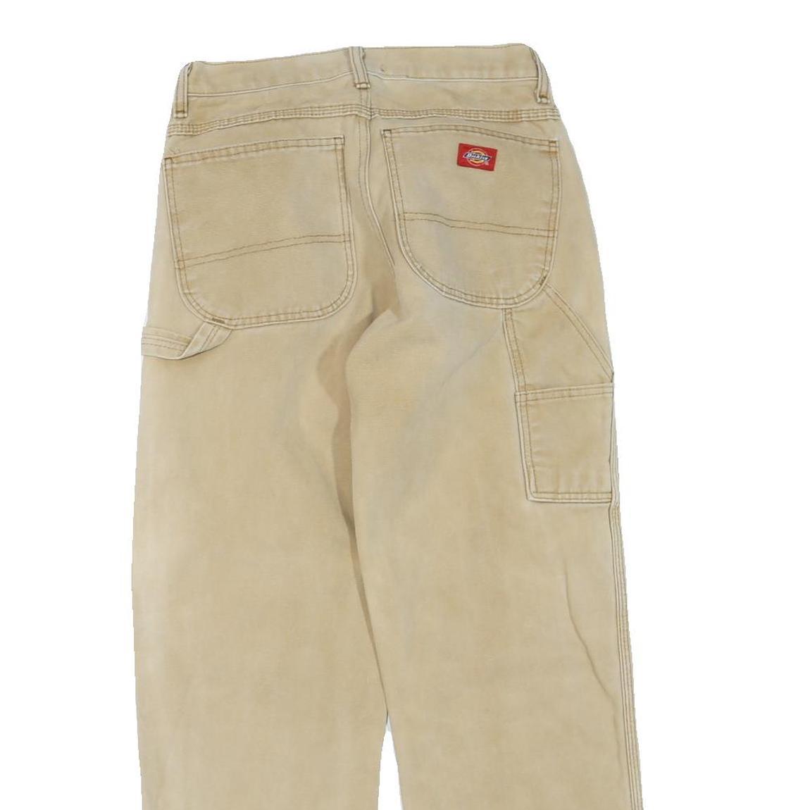 DICKIES Mens Beige Regular Straight Cotton Blend Trousers W28 L27 Workwear Zip