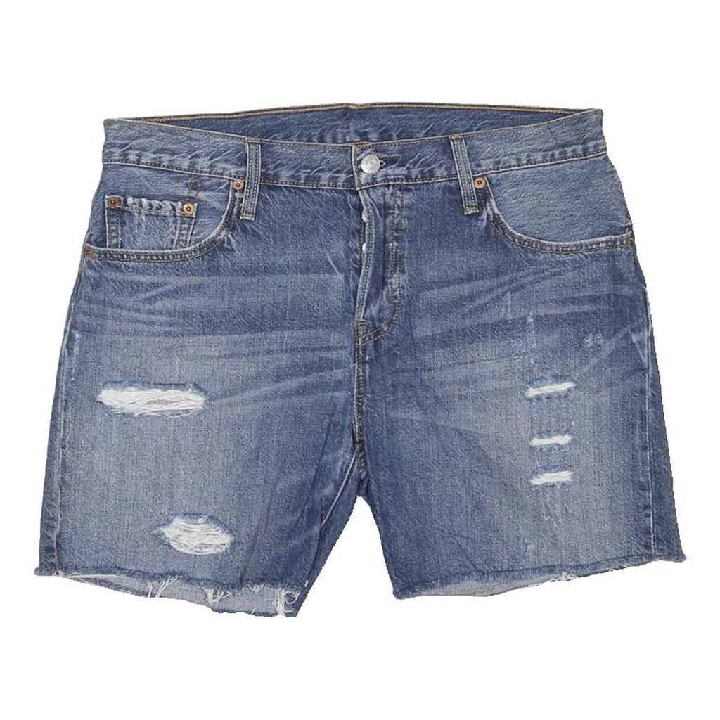 LEVI'S Womens Denim Blue Casual Shorts L W34 Distressed Style