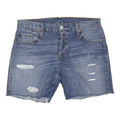 LEVI'S Womens Denim Blue Casual Shorts L W34 Distressed Style