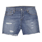LEVI'S Womens Denim Blue Casual Shorts L W34 Distressed Style