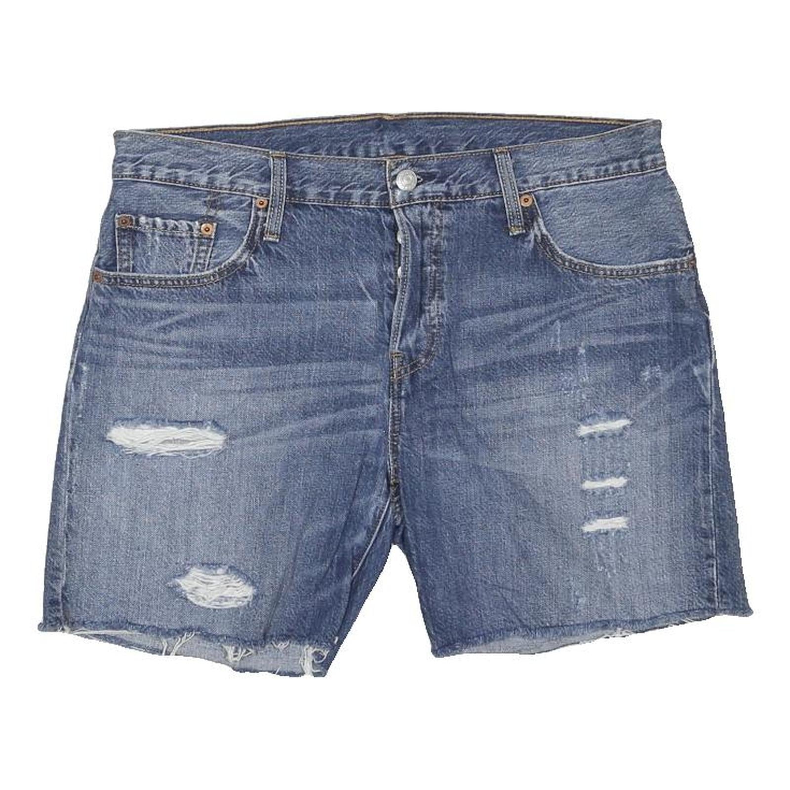 LEVI'S Womens Denim Blue Casual Shorts L W34 Distressed Style