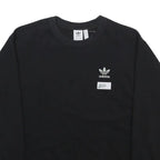 ADIDAS Womens Black Sweatshirt Crew Neck UK 10 Cotton Blend Pullover Casual
