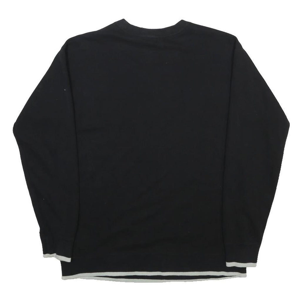 ADIDAS Womens Black Sweatshirt Crew Neck UK 10 Cotton Blend Pullover Casual