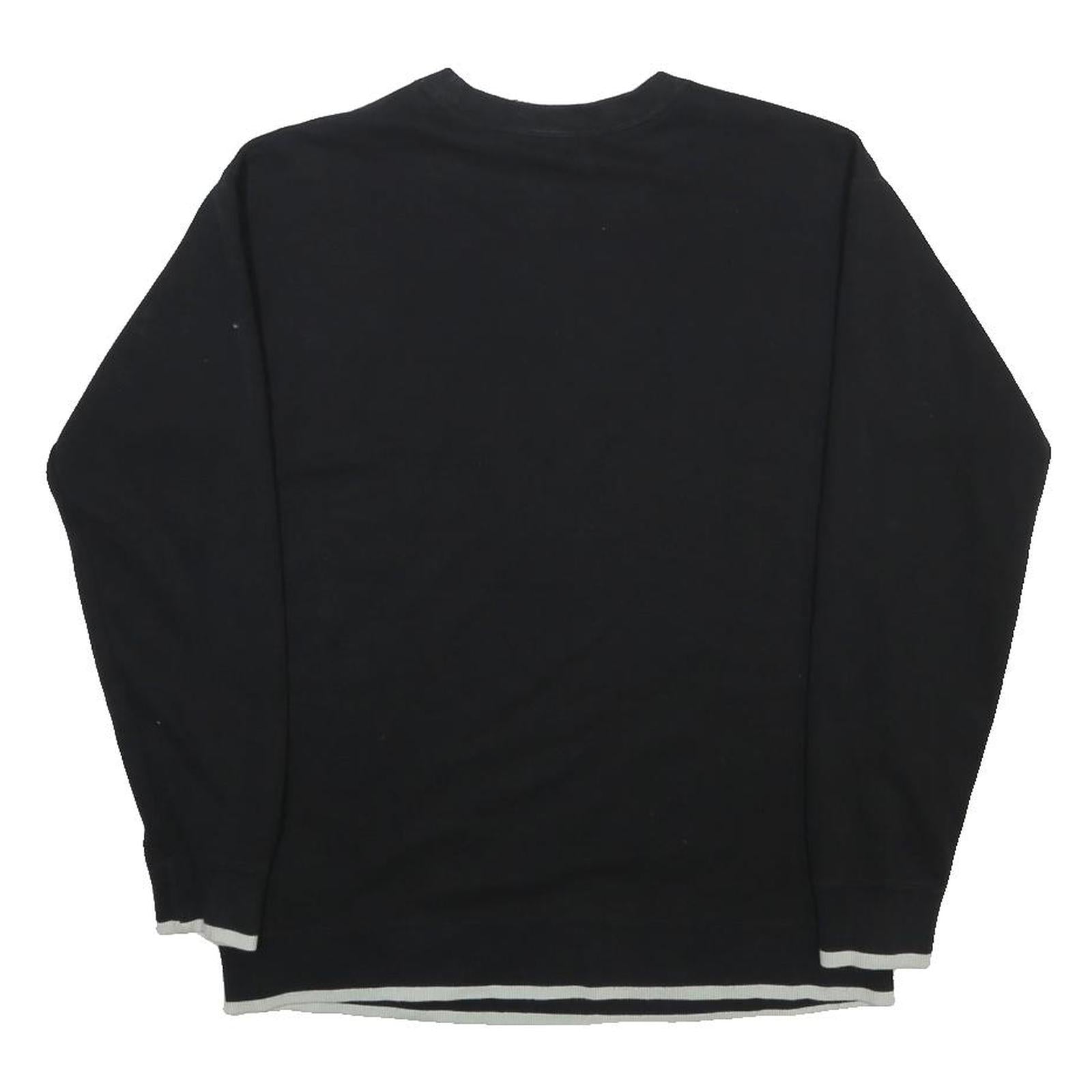ADIDAS Womens Black Sweatshirt Crew Neck UK 10 Cotton Blend Pullover Casual