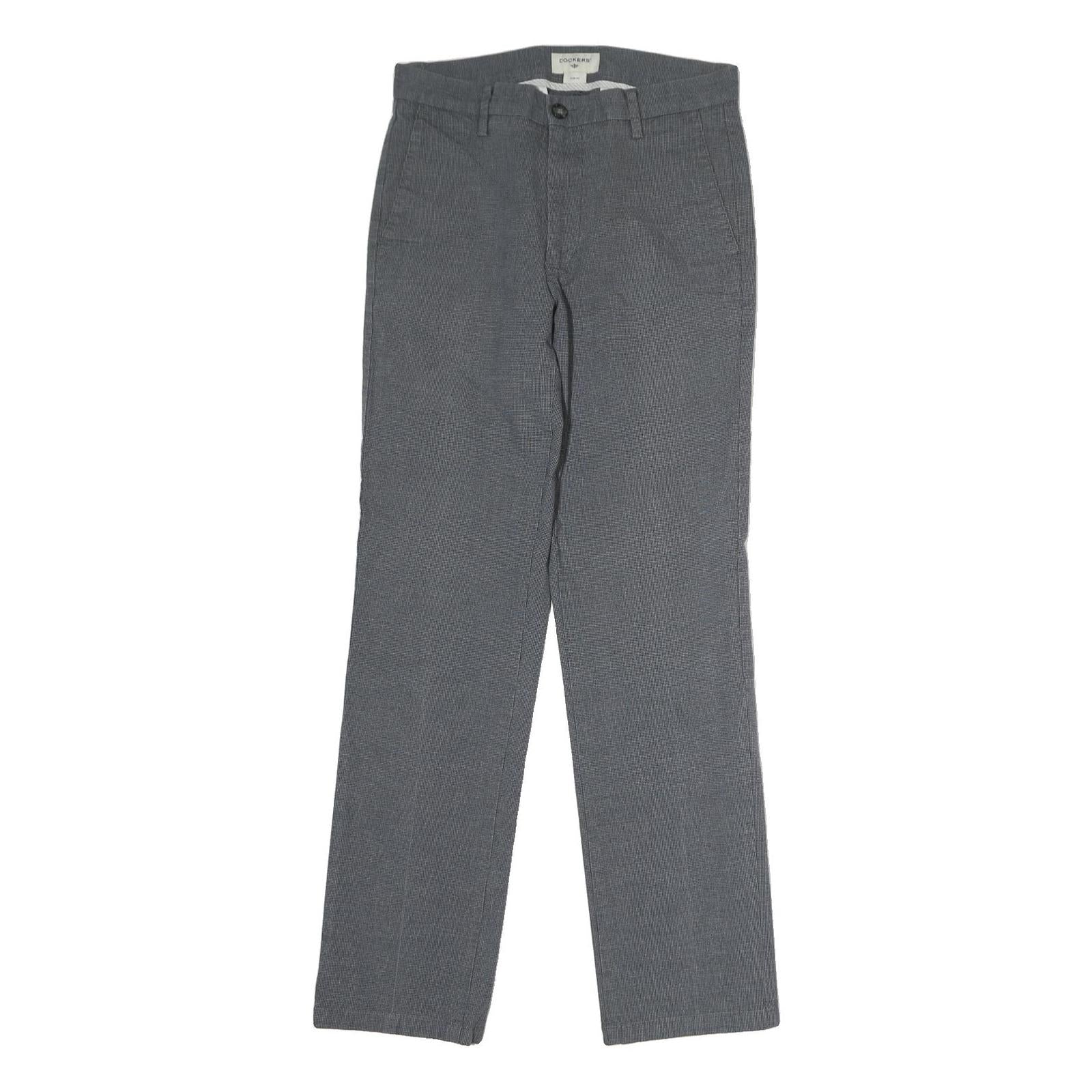 DOCKERS Mens Cotton Grey Regular Straight Trousers W30 L29 Classic Zip Casual