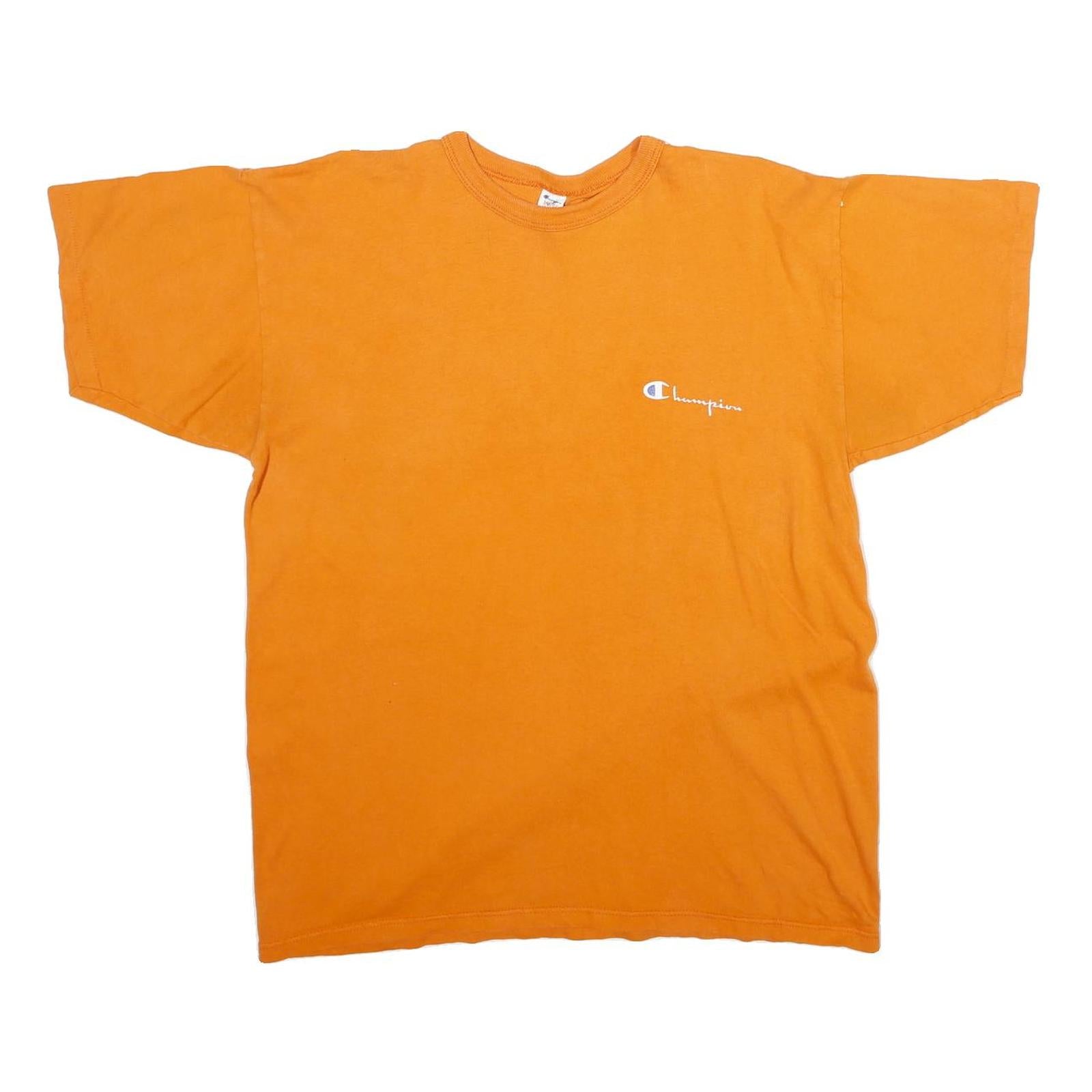 CHAMPION Mens Orange Crew Neck Short Sleeve Graphic T-Shirt L Casual Cotton