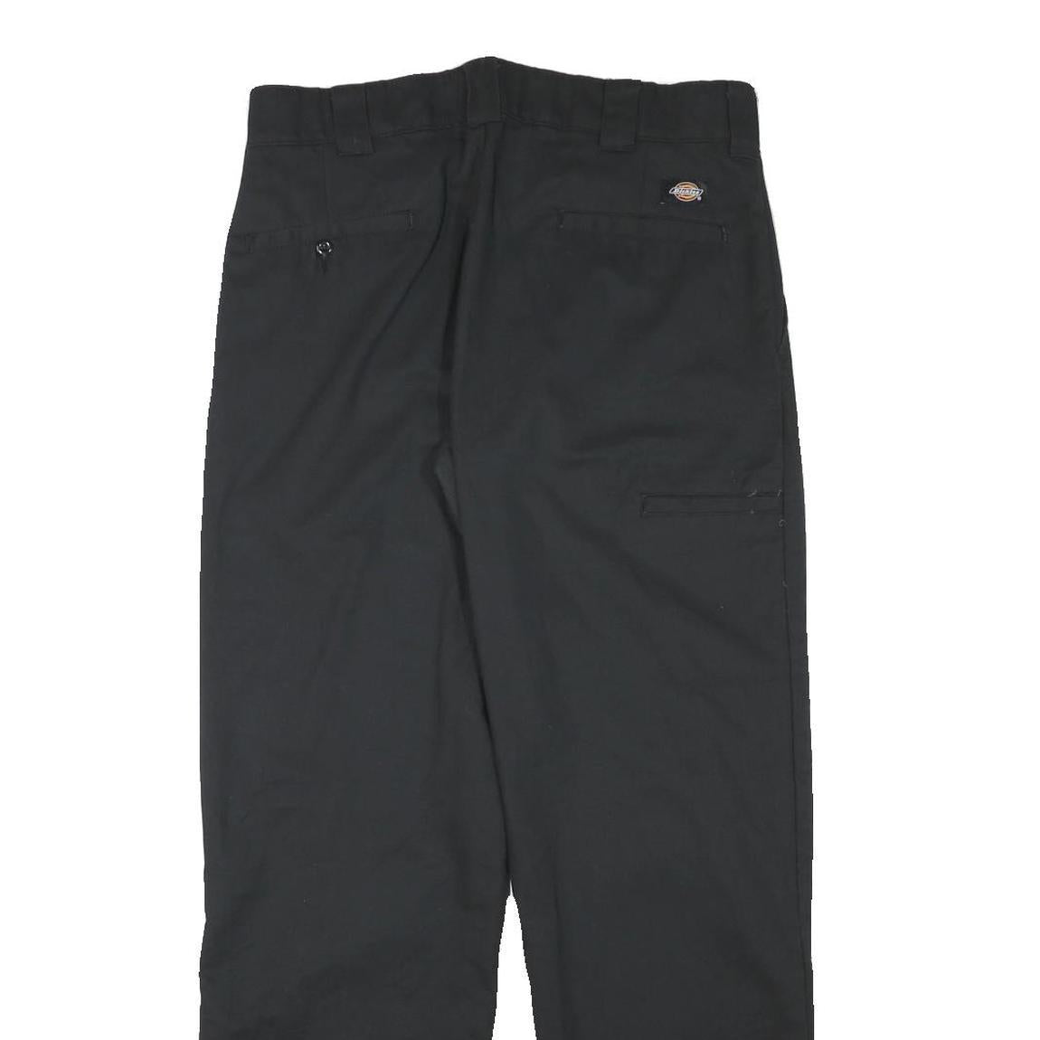 DICKIES Mens Cotton Blend Black Regular Straight Trousers W32 L30 Workwear