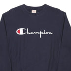 CHAMPION REVERSE WEAVE Mens Navy Blue Crew Neck M Cotton Sweatshirt Logo