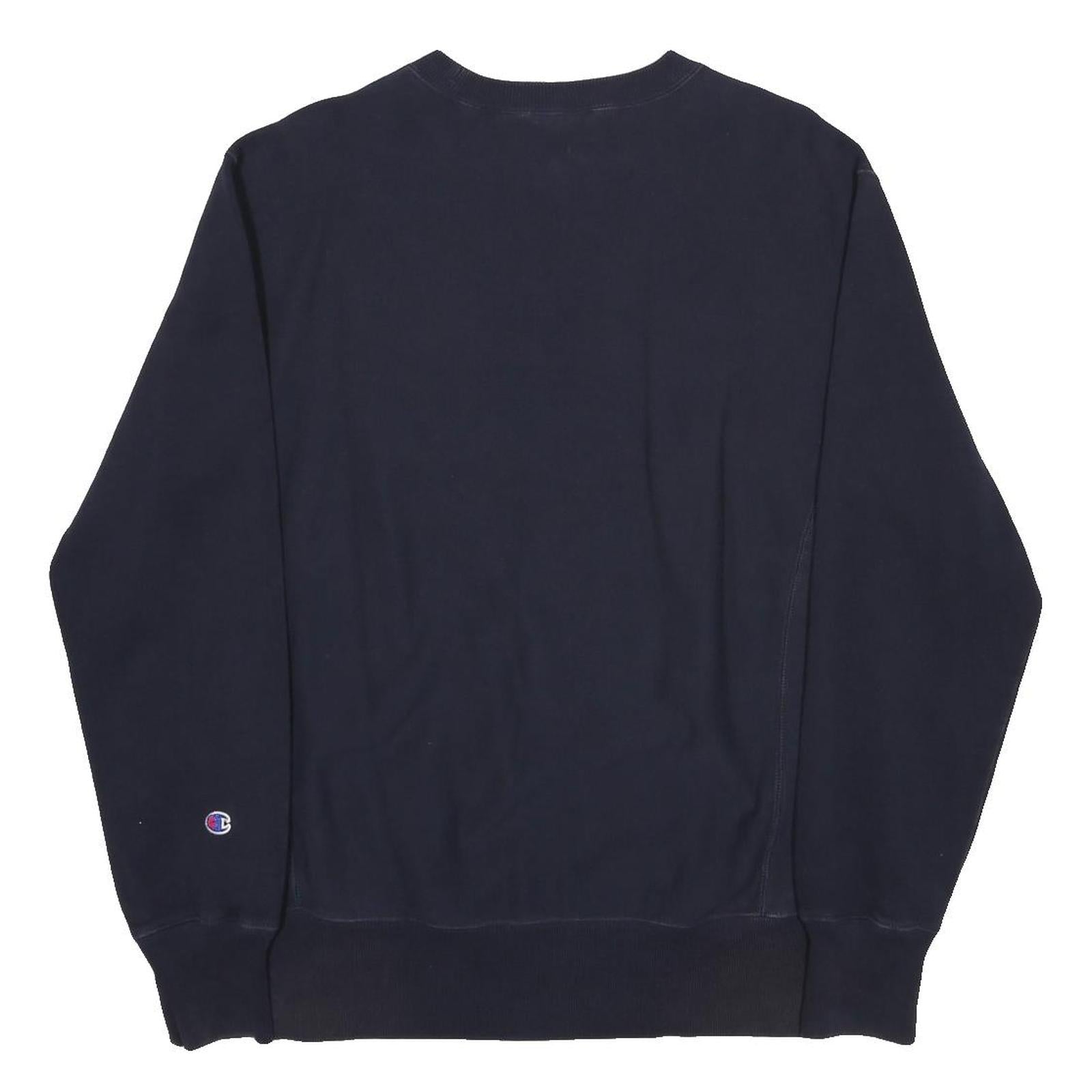 CHAMPION REVERSE WEAVE Mens Navy Blue Crew Neck M Cotton Sweatshirt Logo