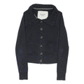 ABERCROMBIE & FITCH Womens Navy Blue Button Cotton Blend Jacket S Knit Collar