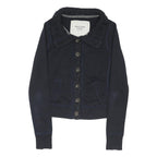 ABERCROMBIE & FITCH Womens Navy Blue Button Cotton Blend Jacket S Knit Collar