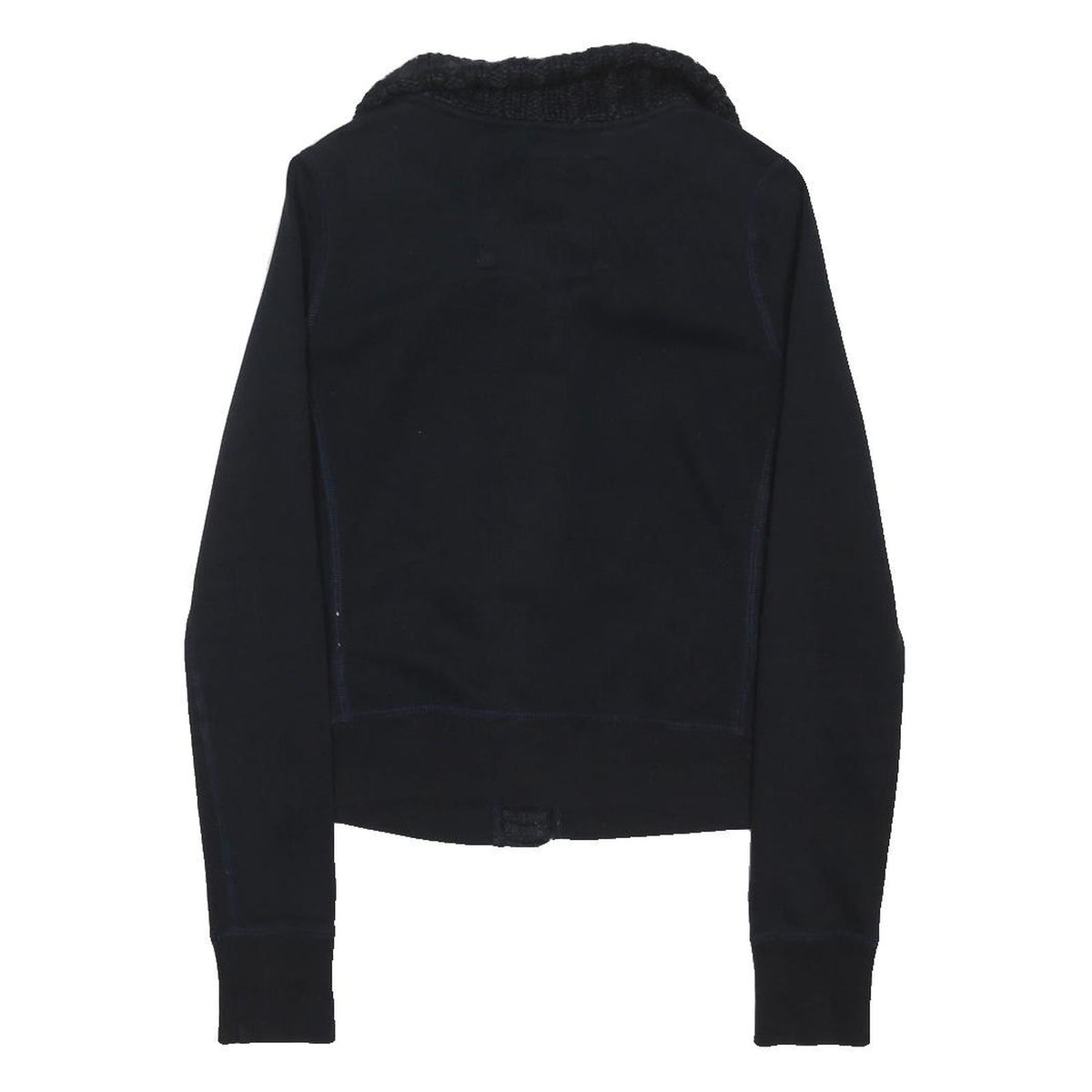 ABERCROMBIE & FITCH Womens Navy Blue Button Cotton Blend Jacket S Knit Collar