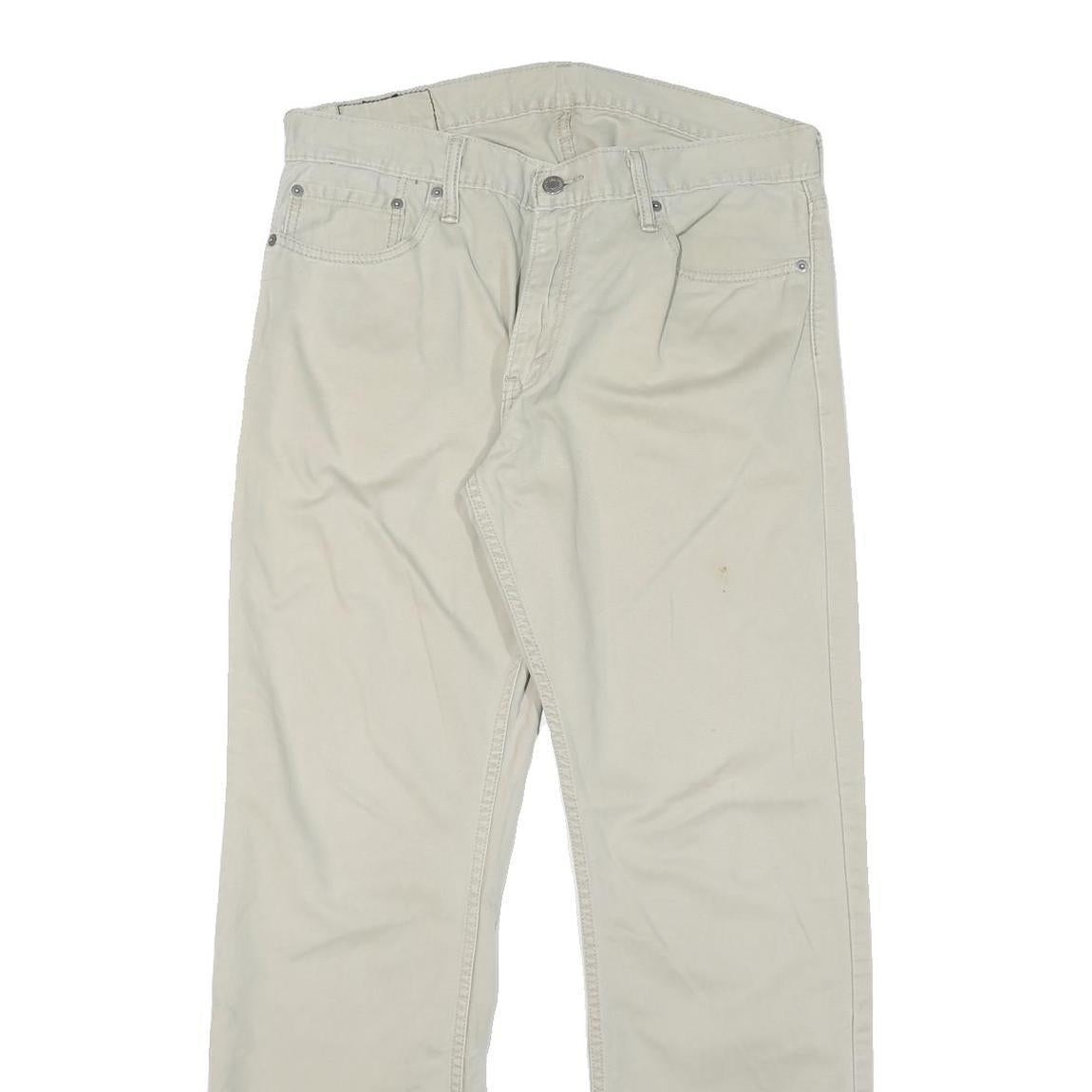 LEVI'S Mens Cotton Blend Beige Regular Fit Straight Leg Trousers W34 L32 Casual