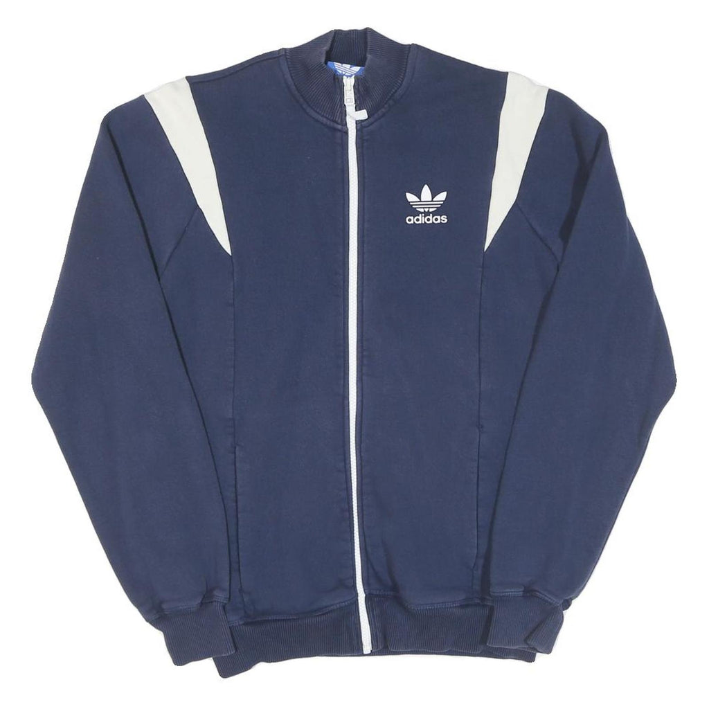 ADIDAS Mens Blue & White Sports Logo Zip Jacket S Cotton Blend Casual