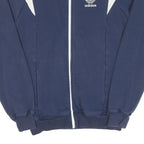 ADIDAS Mens Blue & White Sports Logo Zip Jacket S Cotton Blend Casual