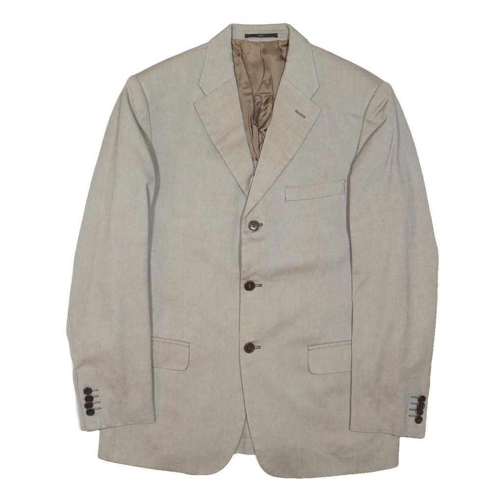 VALENTINO Mens Beige Cotton Blazer XL Woven Button Closure Classic Tailored