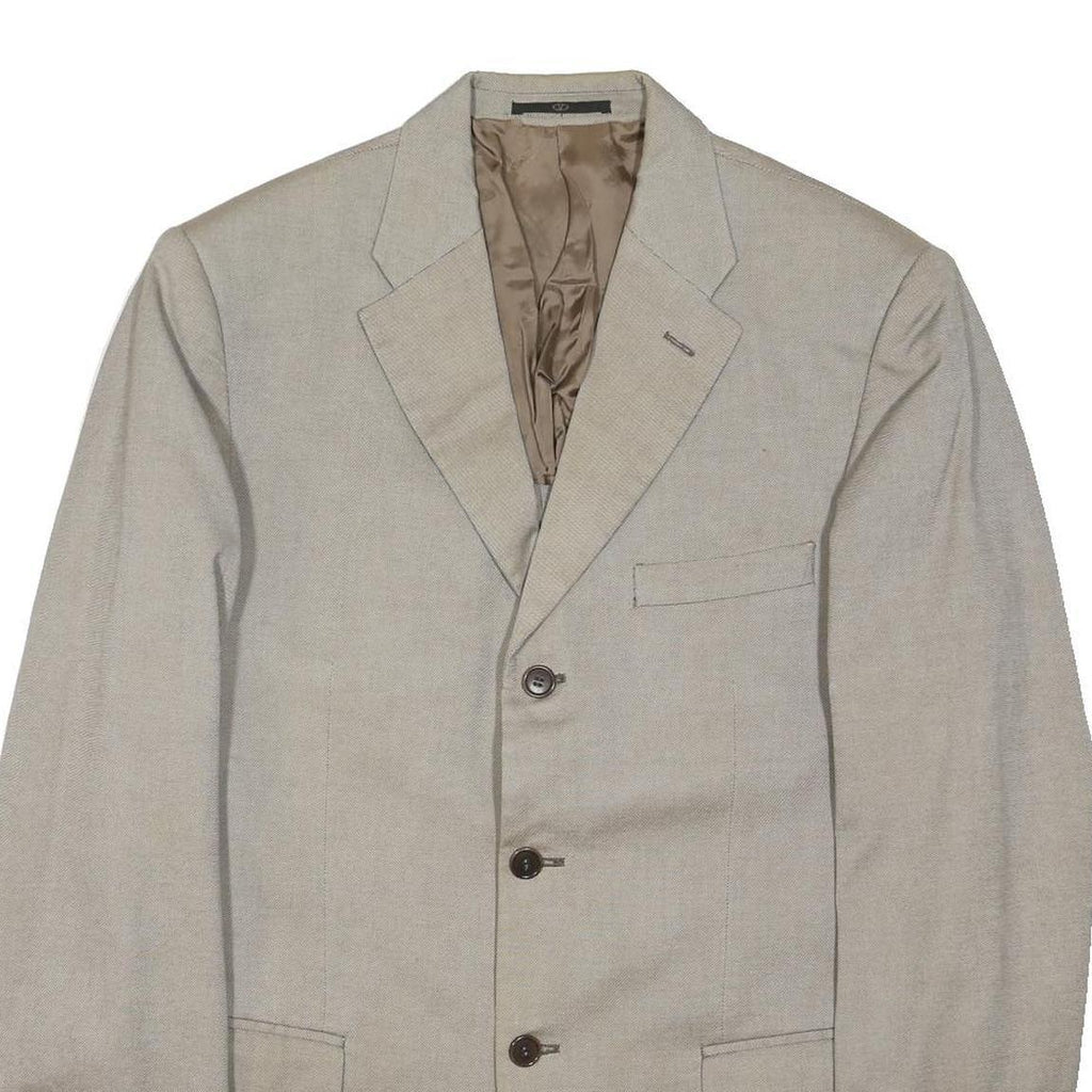 VALENTINO Mens Beige Cotton Blazer XL Woven Button Closure Classic Tailored