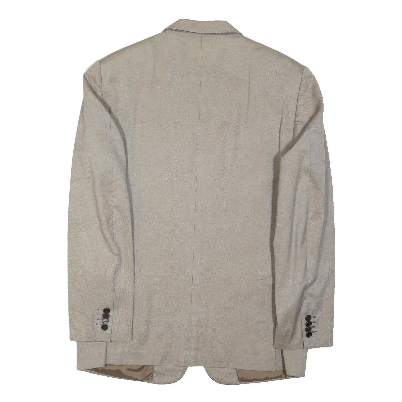 VALENTINO Mens Beige Cotton Blazer XL Woven Button Closure Classic Tailored