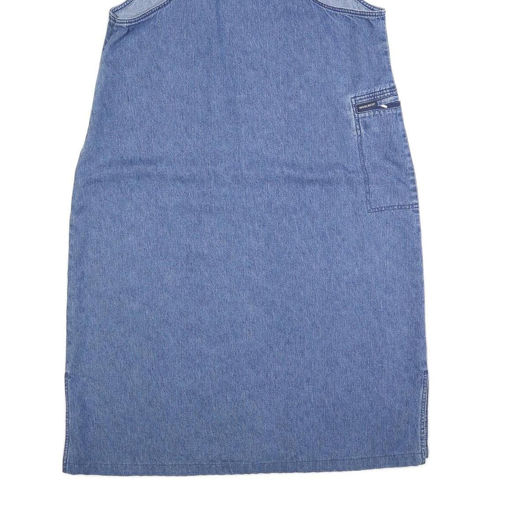 WOOLRICH Womens Blue Denim Shift Cotton Blend Sleeveless Midi XL Pinafore Dress