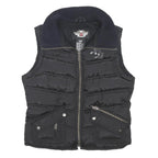 HARLEY DAVIDSON Womens Black Shell Quilted Jacket S Polyester Blend Zip Puffer
