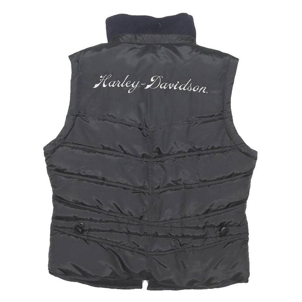 HARLEY DAVIDSON Womens Black Shell Quilted Jacket S Polyester Blend Zip Puffer