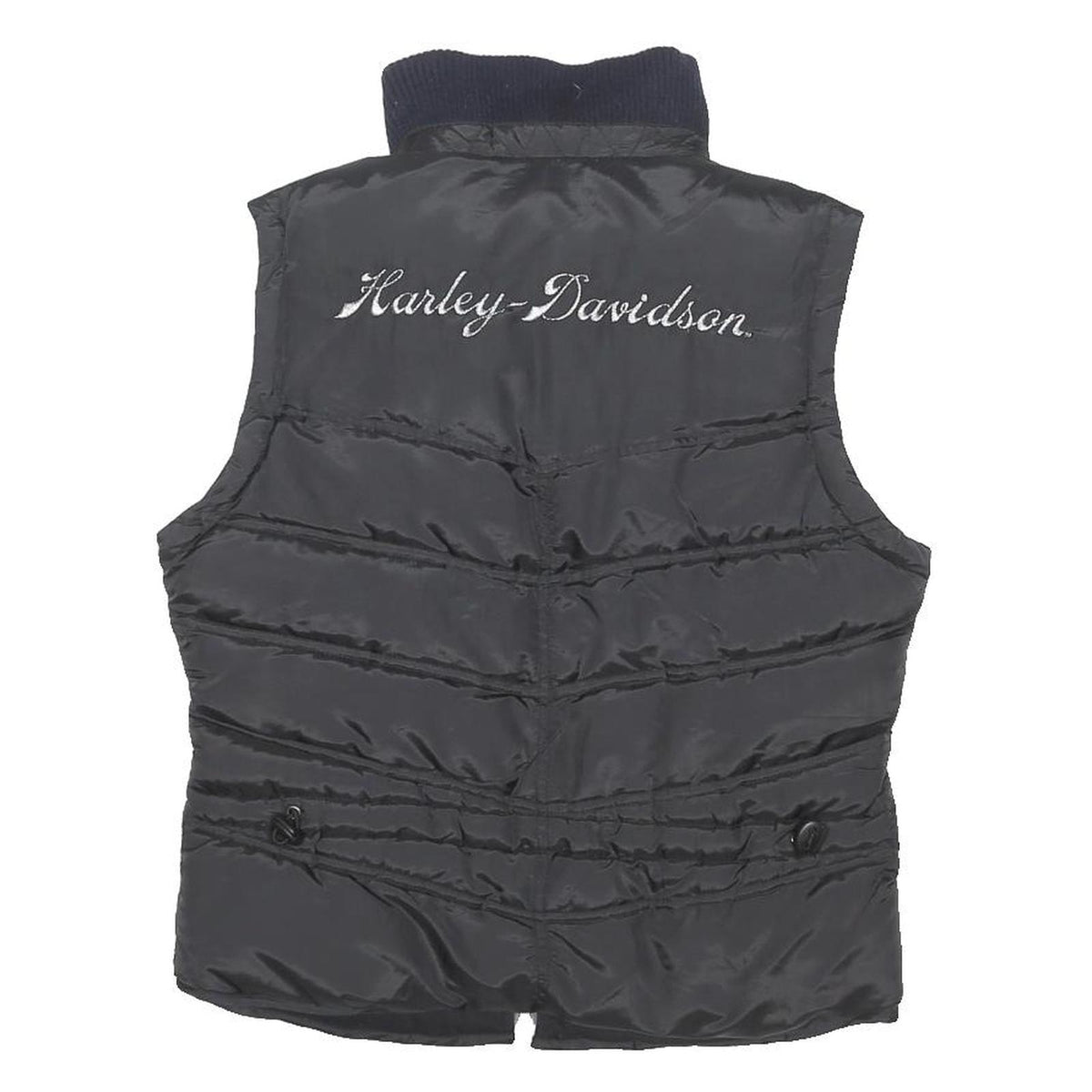 HARLEY DAVIDSON Womens Black Shell Quilted Jacket S Polyester Blend Zip Puffer