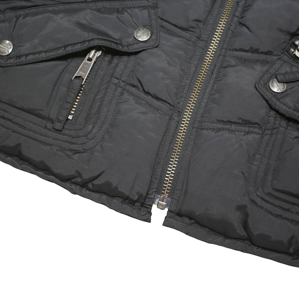 HARLEY DAVIDSON Womens Black Shell Quilted Jacket S Polyester Blend Zip Puffer